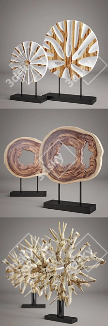 Rustic Wood Decor Set 3D model image 2