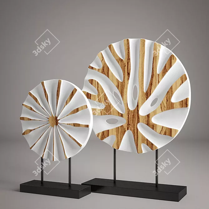Rustic Wood Decor Set 3D model image 4