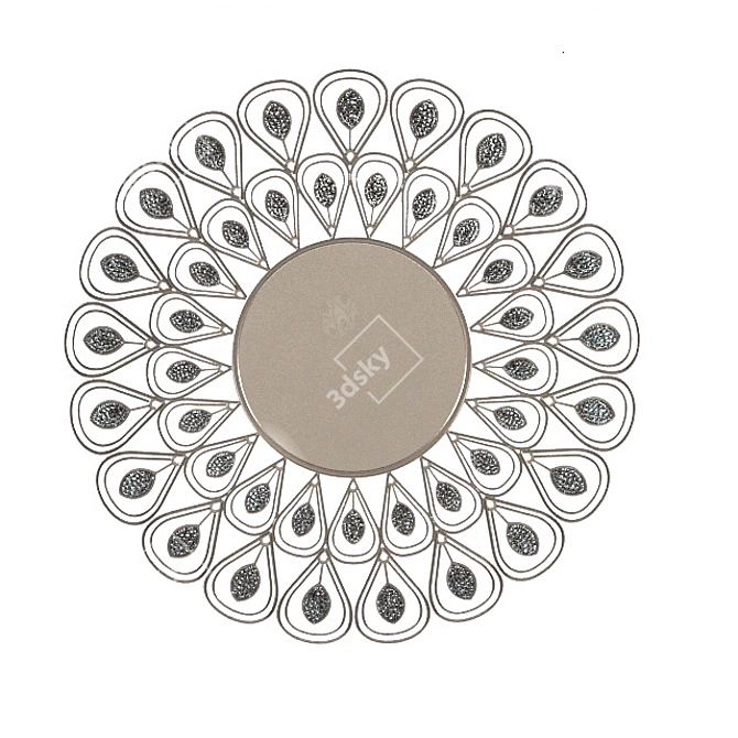 Elegant Crystal-Embellished Wall Mirror 3D model image 1