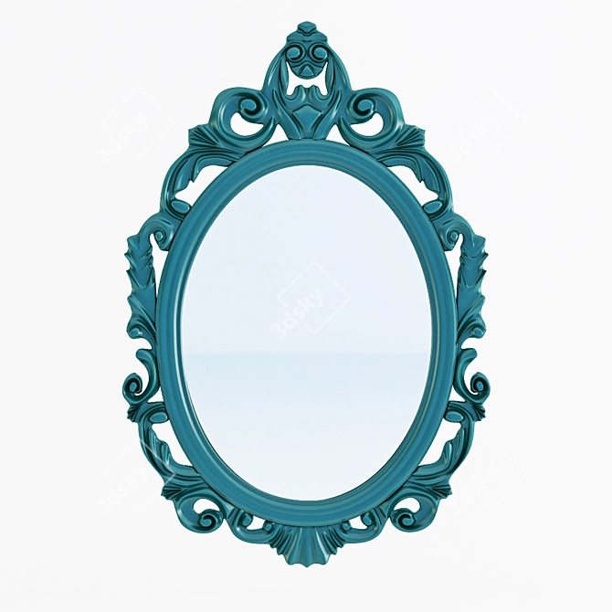 Elegant Baroque Oval Mirror 3D model image 1