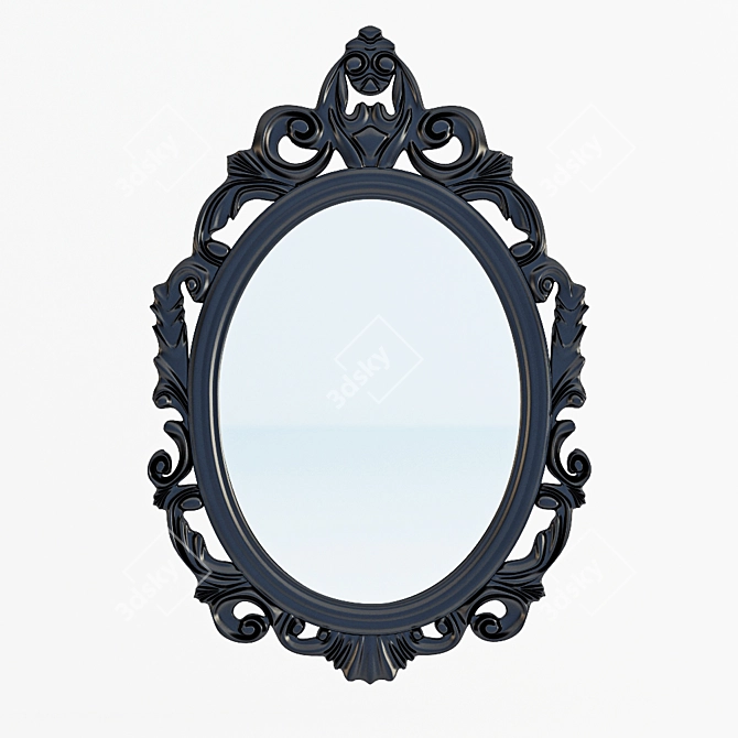 Elegant Baroque Oval Mirror 3D model image 2
