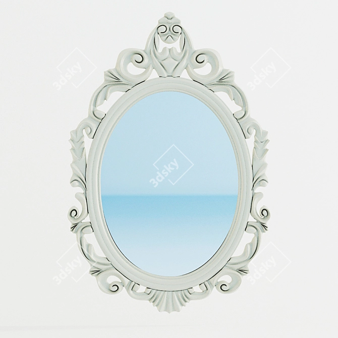 Elegant Baroque Oval Mirror 3D model image 3