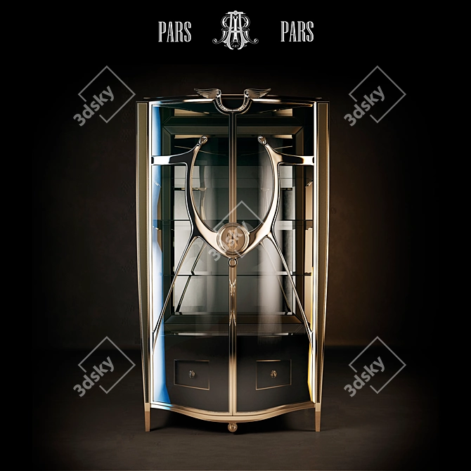 PARS Showcase: Enhanced Viewing with Glass Doors & Mirrored Back Wall 3D model image 1