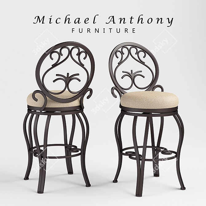 Elegant Taupe Swivel Counter Stool 3D model image 1