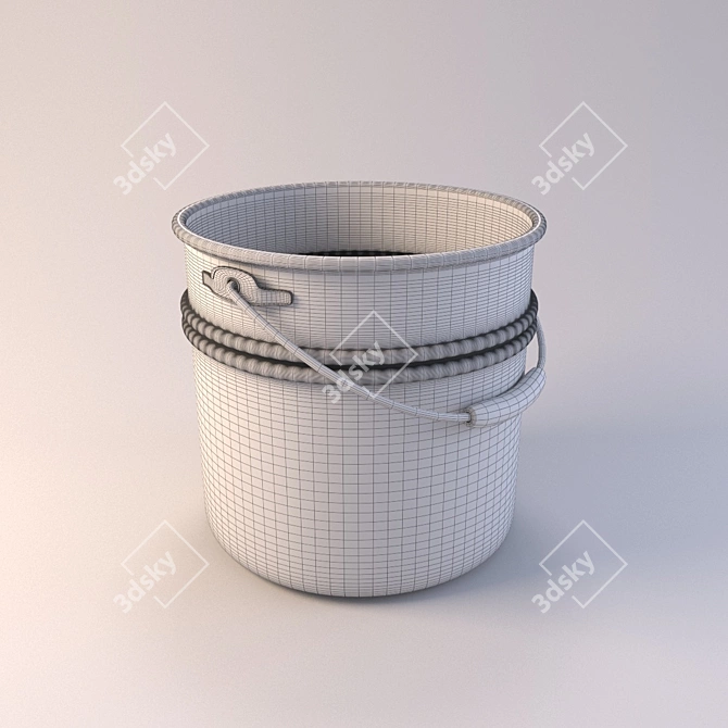 Vintage Bucket: A Witness of Lifelong Stories 3D model image 2