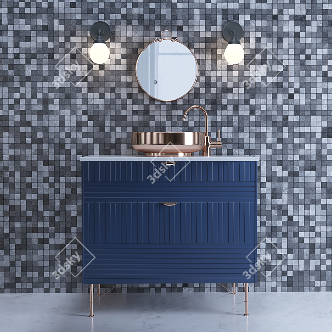 Modern Wash Basin and Elegant Wall Sconce 3D model image 2