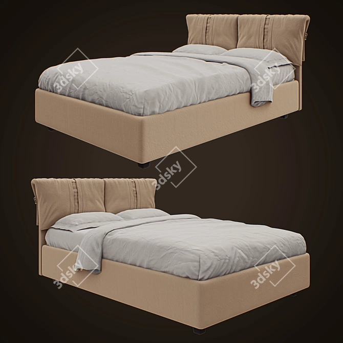 Modern Upholstered Bed: Corinne 3D model image 1