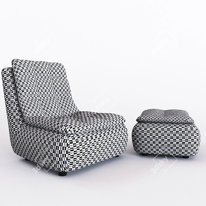 Urban Comfort Armchair with Ottoman 3D model image 2