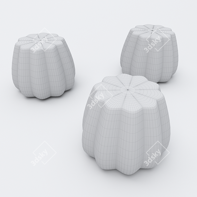 Opulent Footstool: Bronze, Platinum, White 3D model image 3