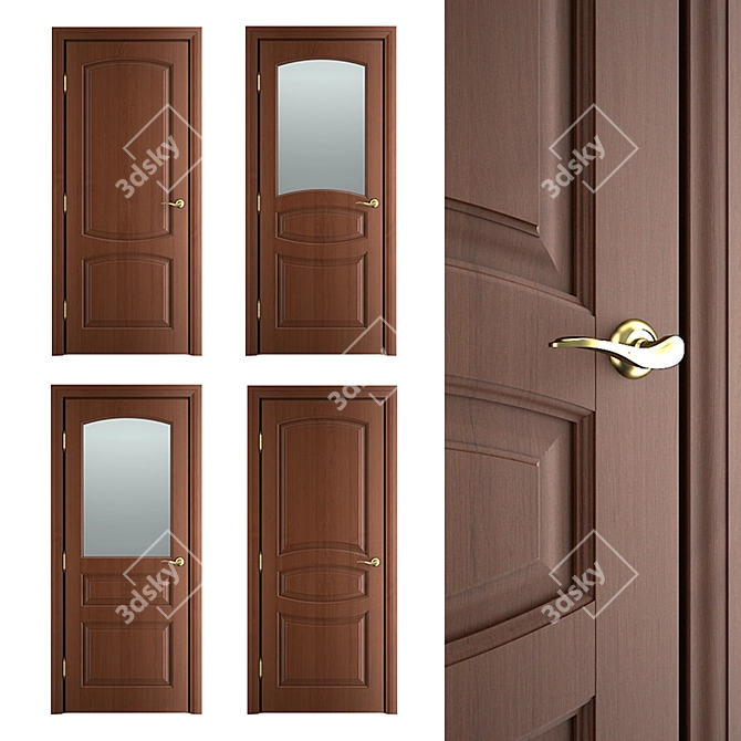 Radial Collection: Solid Wood Interior Door 3D model image 1