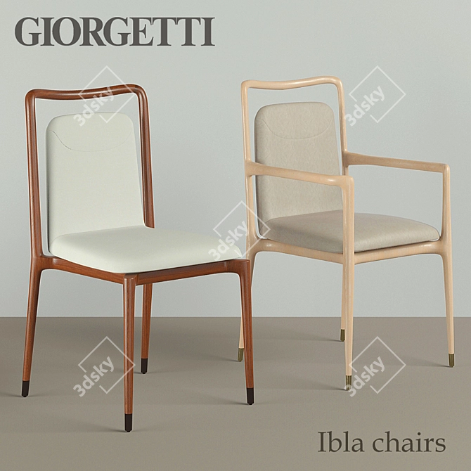 Giorgetti Ibla Chairs & Memos Rectangular Table Set 3D model image 2