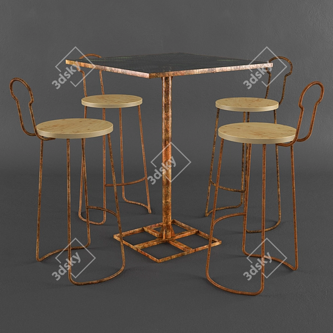 Rusty Metal in Me: Architect Solmaz Fooladi Chair & Table 3D model image 1