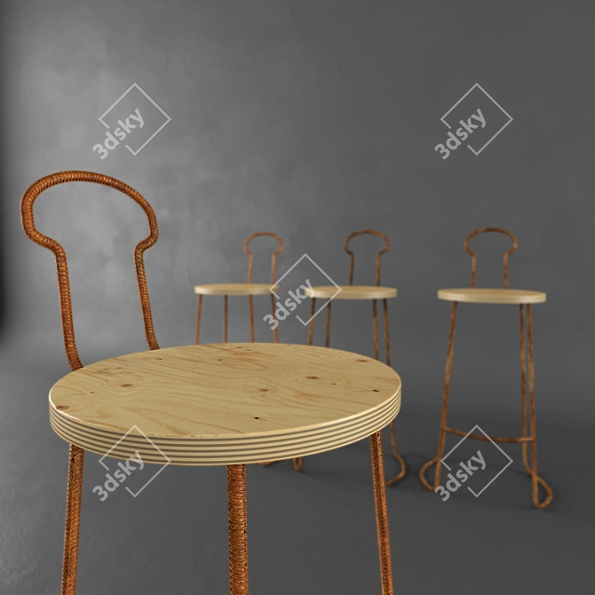 Rusty Metal in Me: Architect Solmaz Fooladi Chair & Table 3D model image 3