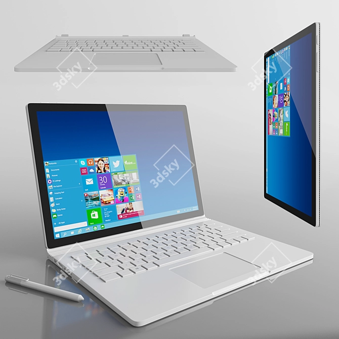 Ultra-Sleek Surface Book 13 3D model image 1