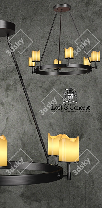 Industrial Style Black Chandelier 3D model image 2