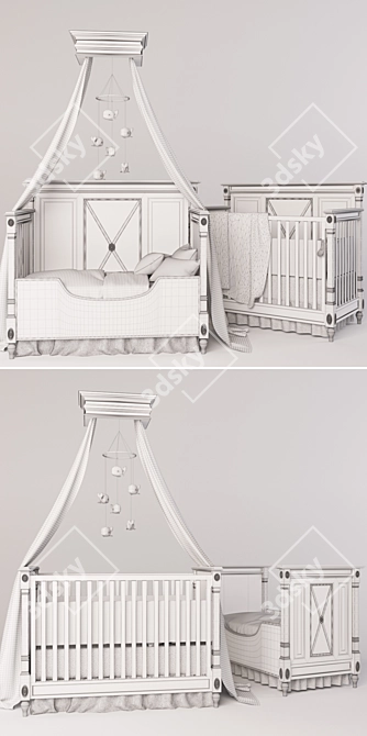Jourdan Convertible Bed with Chambray Whale Mobile 3D model image 2