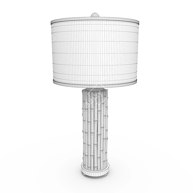 Elegant Teal Glaze Bamboo Table Lamp 3D model image 3