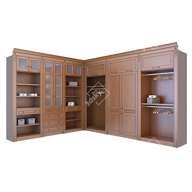 Elegant Anegri Wood Wardrobe by Alexander Tischler 3D model image 1