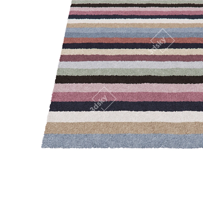 Striped Displace Rug 3D model image 2