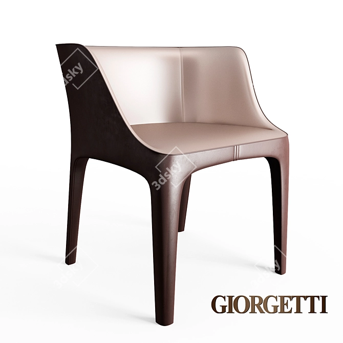 Elegant Satin and Leather Chair 3D model image 1