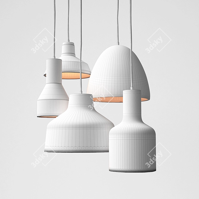 Industrial-Inspired Pendant Lamps Set 3D model image 2