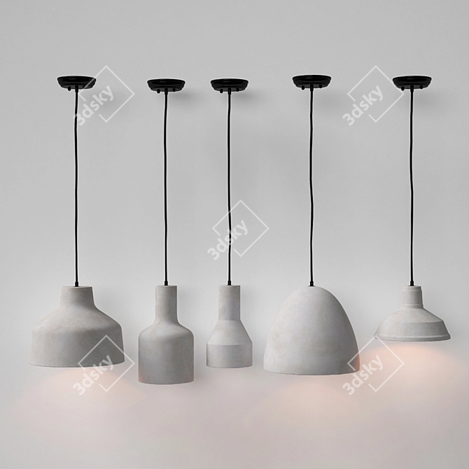 Industrial-Inspired Pendant Lamps Set 3D model image 3