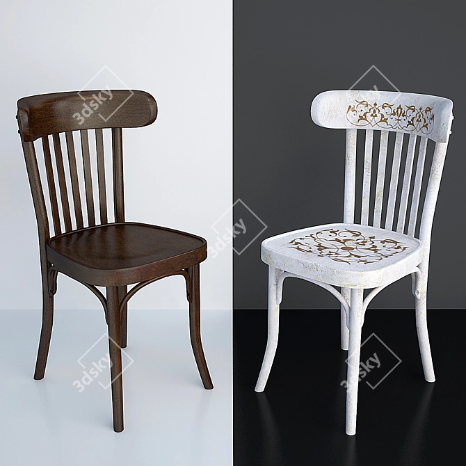 Title: Vintage Viennese Chair: Restored Replica 3D model image 1