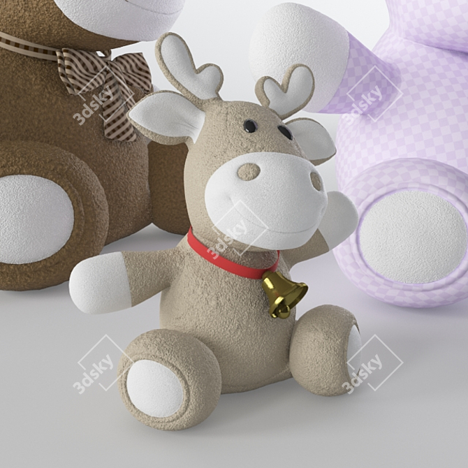 Moose Family: Lowpoly with Displacement 3D model image 3