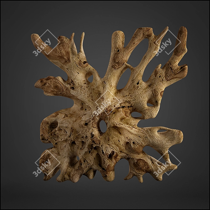 Teak Root Sculpture: Unique, Rustic Art 3D model image 6
