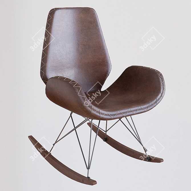 Loftdesign Armchair: Metal, Oak, and Faux Leather 3D model image 1