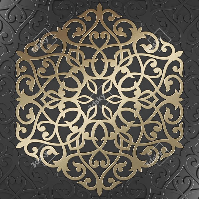 Arabic Ornamental Wall Panel 3D model image 2