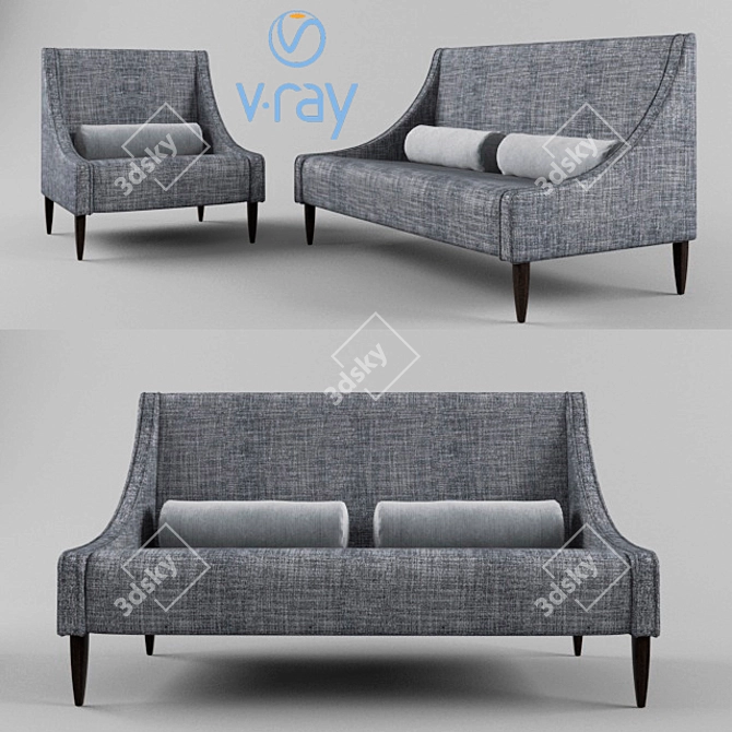 Cozy Comfort: Sikka Domingo Salotti Sofa & Armchair 3D model image 1