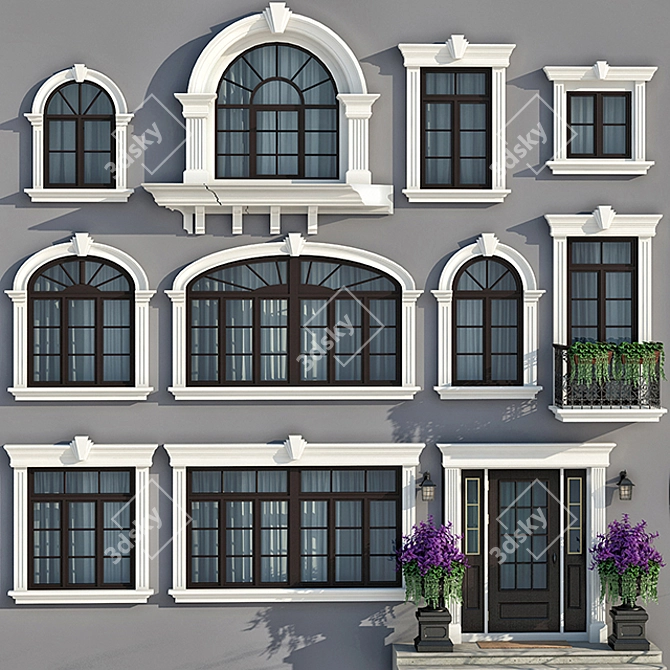 Modern Classic Windows & Doors Set 3D model image 1