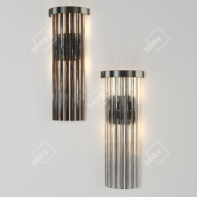 Svelte Metal Banded Wall Light 3D model image 1