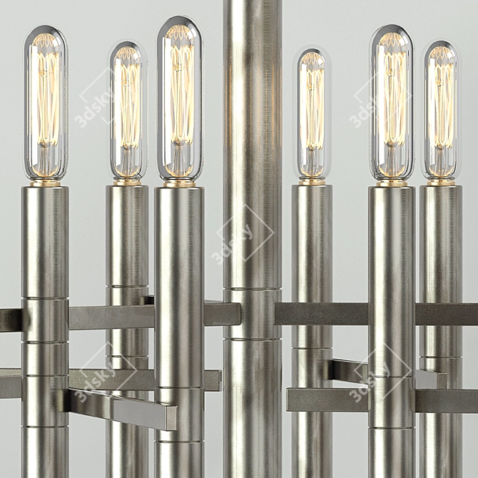 Modern nickel-plated 12-light chandelier 3D model image 2