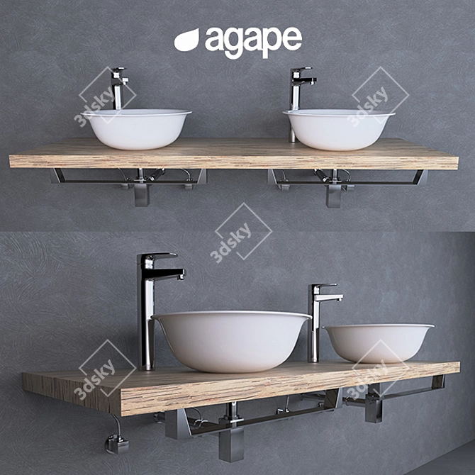 Agape Washbasin: Elegant and Functional 3D model image 1