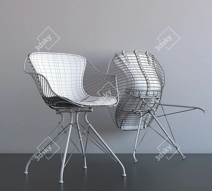  Modern Wire Dining Chair 3D model image 2