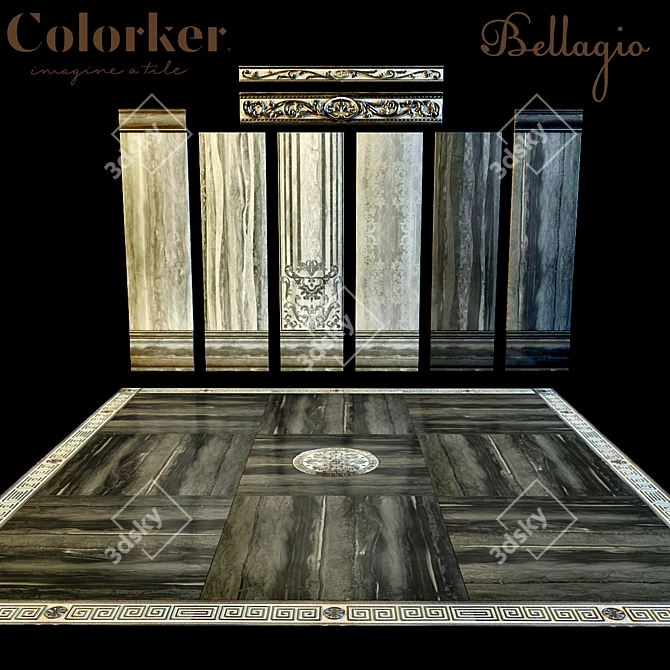 Bellagio Ceramic Tile: Stunning Stone-Essence 3D model image 1