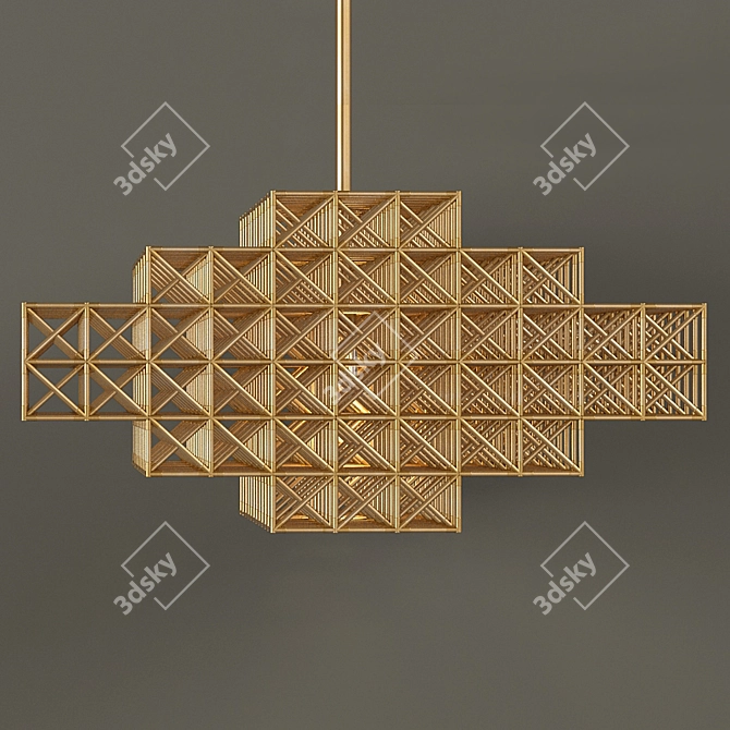 Bronze Geometric Pendant & Sconce 3D model image 3