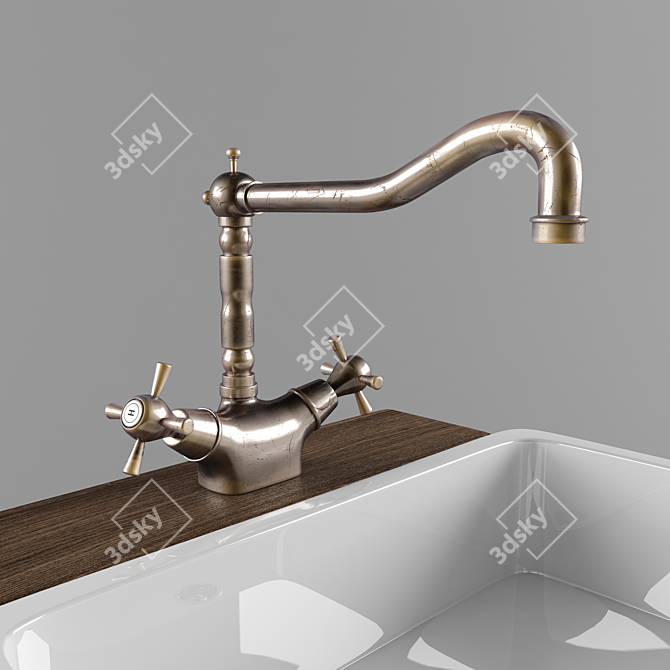 Retro Elegance: Vintage Bathroom Sink 3D model image 2