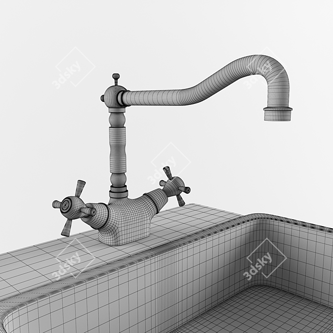 Retro Elegance: Vintage Bathroom Sink 3D model image 3