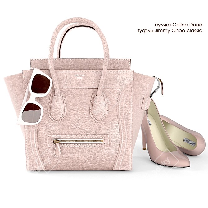 Entryway Essentials: Bag, Sunglasses & Shoes 3D model image 1