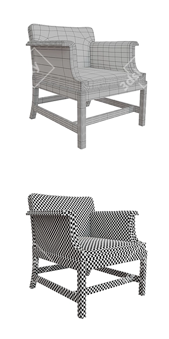 Cuban Mahogany Armchair: Scandinavian Elegance 3D model image 3