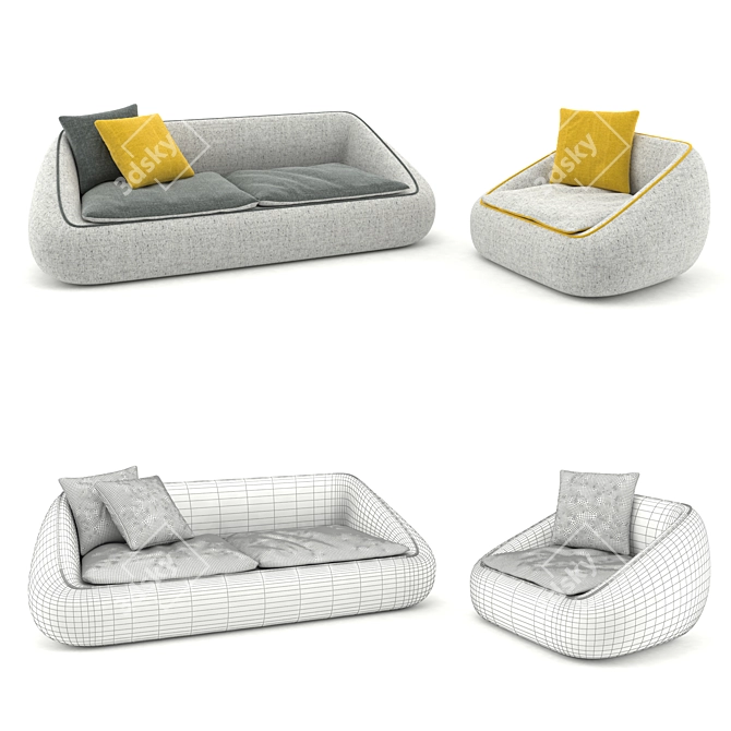 Alf DaFre Bamboo Sofa & Chair 3D model image 2
