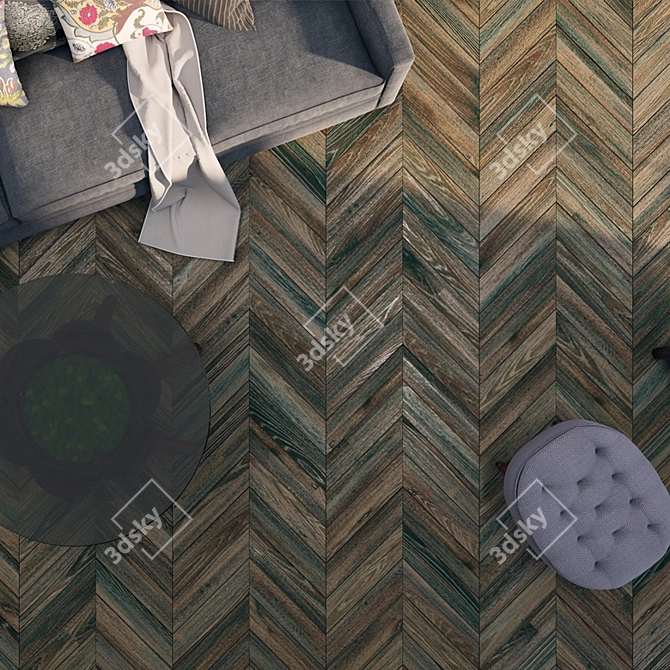 French Christmas Herringbone Parquet 3D model image 3