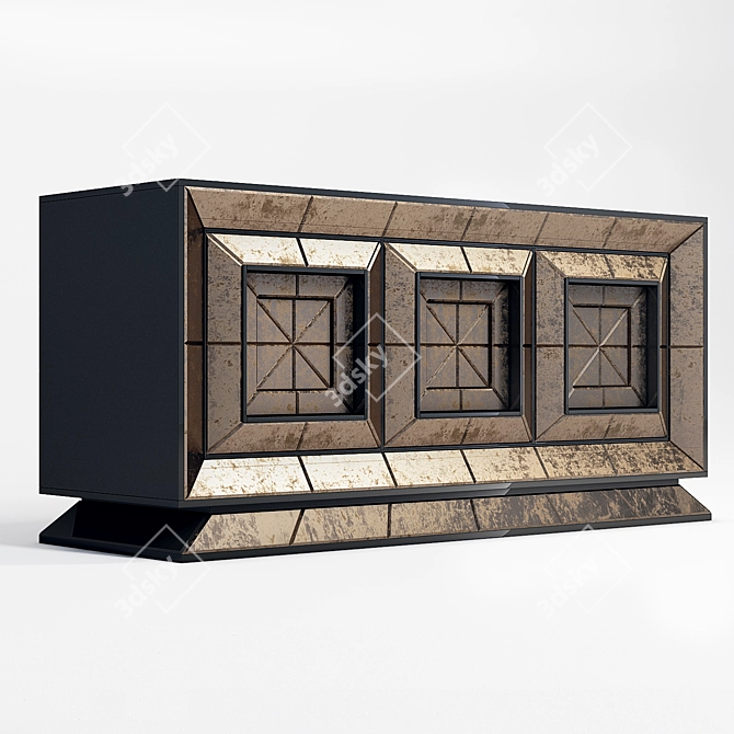 Antiqued Bronze Mirrored Cupboard 3D model image 1