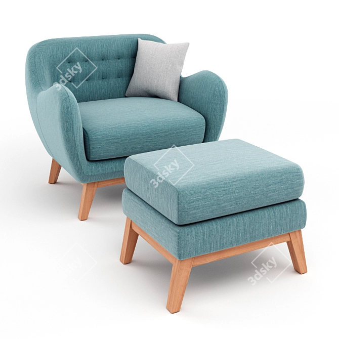 Scandinavian Style Lester Armchair 3D model image 2