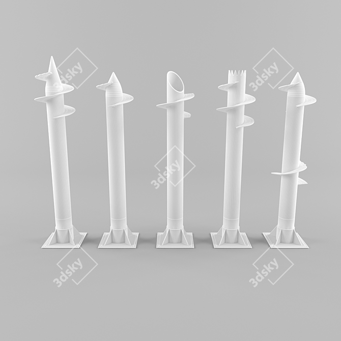 Versatile Screw Piles: 5 Models 3D model image 2