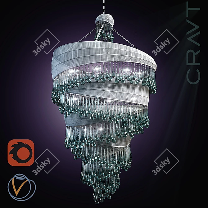 Elegant Wire & Glass Ceiling Lamp 3D model image 1