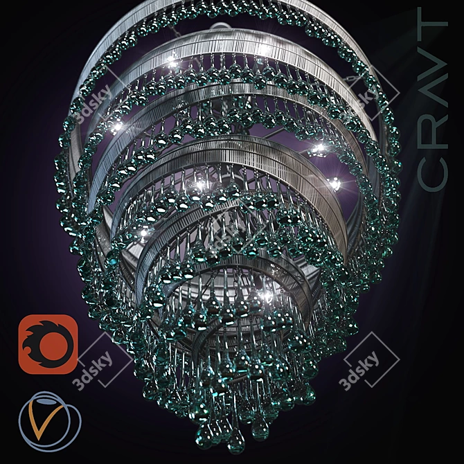 Elegant Wire & Glass Ceiling Lamp 3D model image 2